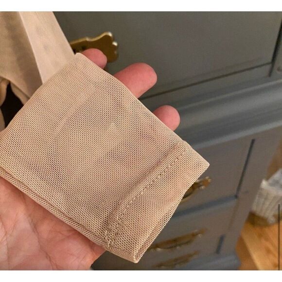 Bebe New Bodycon Solid Beige Nude Sheer Long Sleeve Ruched Mini Dress Xs - Picture 8 of 12